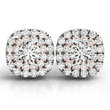 14k White and Rose Gold Cushion Shape Halo Diamond Earrings (3/4 cttw)-rx62766