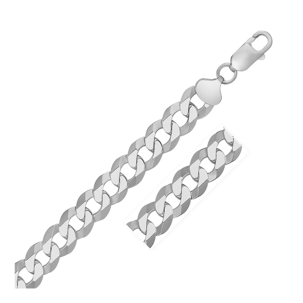 Rhodium Plated 13.6mm Sterling Silver Curb Style Chain-rx72034-24