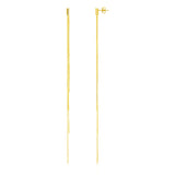 14k Yellow Gold Long Chain Post Earrings-rx74874