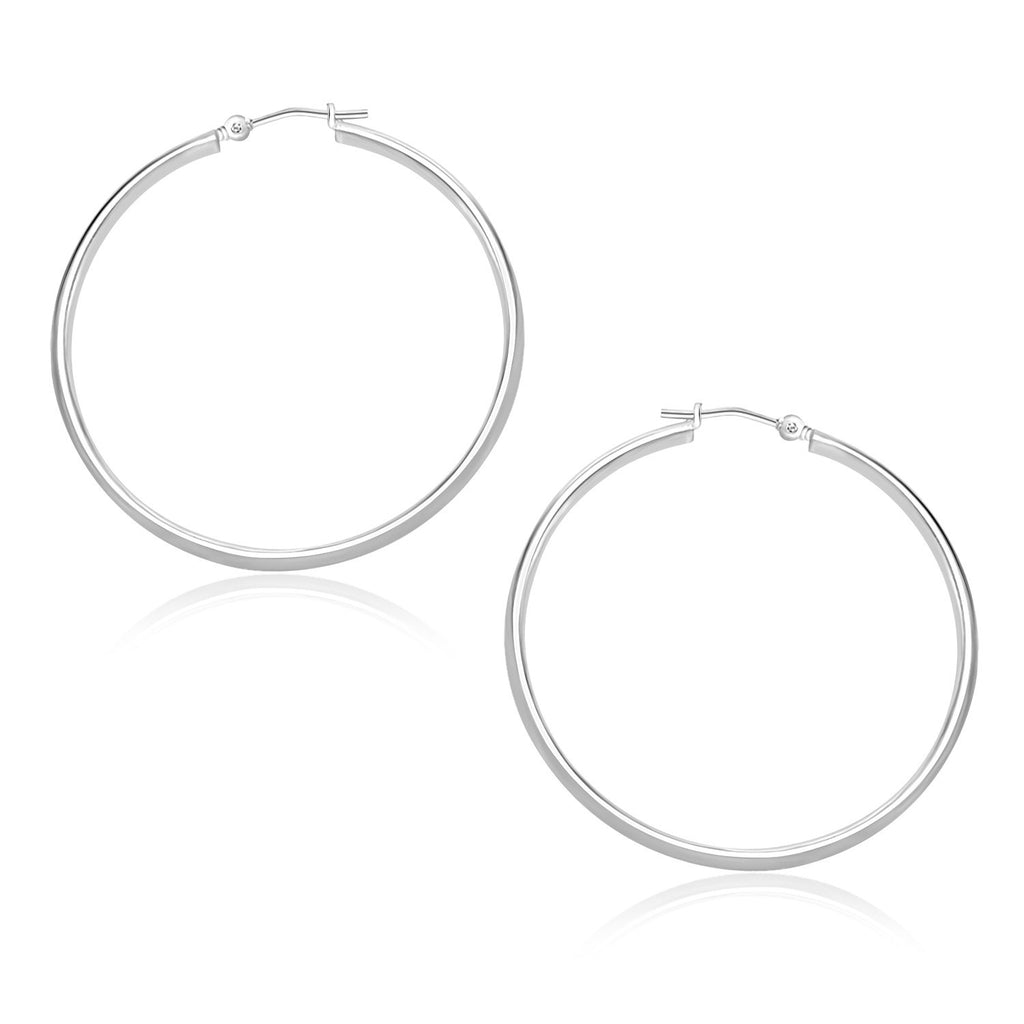 10k White Gold Polished Hoop Earrings (30mm)-rx26587