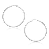 10k White Gold Polished Hoop Earrings (30mm)-rx26587