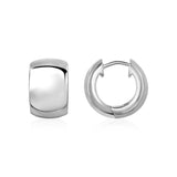 Polished Round Hoop Earrings in Sterling Silver-rx28053