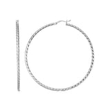 Hoop Earrings with Twist Texture in Sterling Silver-rx50794