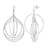 Sterling Silver Textured Circle Dangle Earrings-rx31653