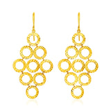 14k Yellow Gold Earrings with Textured Open Circle Motifs-rx58809