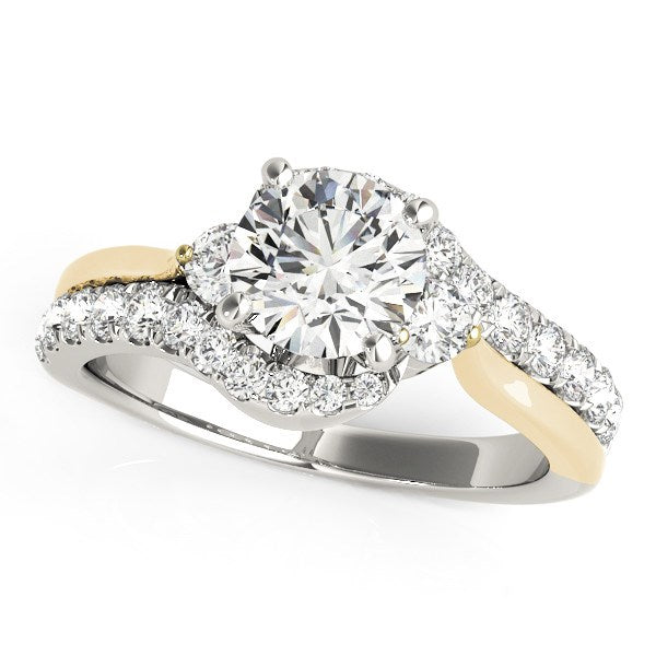 14k White And Yellow Gold Round Bypass Diamond Engagement Ring (1 1/2 cttw)-rxd45378y28bt
