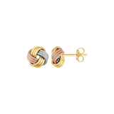 Love Knot Post Earrings in 14k Tri Color Gold-rx63884