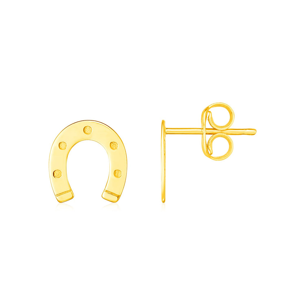 14K Yellow Gold Horseshoe Earrings-rx69240