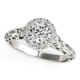 14k White Gold Halo Antique Style Round Diamond Engagement Ring (5/8 cttw)-rxd70364y28bt