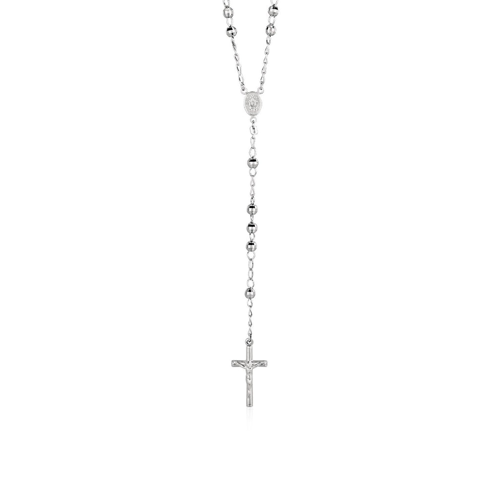 Rosary Chain and Large Bead Necklace in Sterling Silver-rx86084-26