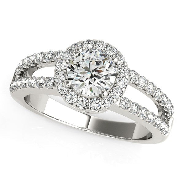 14k White Gold Round Diamond Split Shank Design Engagement Ring (7/8 cttw)-rxd94498y28bt