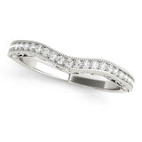 14k White Gold Milgrained Pave Set Curved Diamond Wedding Band (1/5 cttw)-rxd26245y28bt