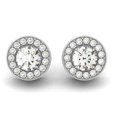14k White Gold Round Diamond Halo Milgrain Border Earrings (3/4 cttw)-rx39550