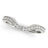 14k White Gold Milgrained Border Curved Diamond Wedding Band (1/5 cttw)-rxd49033y28bt