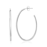 Sterling Silver Polished Oval Hoop Earrings-rx78572