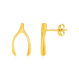 14k Yellow Gold Post Earrings with Wishbones-rx90433