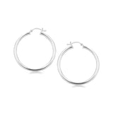 Sterling Silver Rhodium Plated Polished Motif Hoop Earrings (35mm)-rx21256
