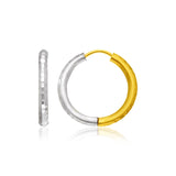 14k Two-Tone Gold Hinge Hammered Hoop Earrings-rx23825