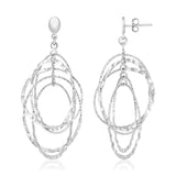 Sterling Silver Textured Oval Dangle Earrings-rx24770