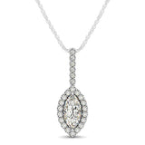 Marquis Shape Diamond Halo Pendant in 14k White Gold (2/3 cttw)-rx40568-18