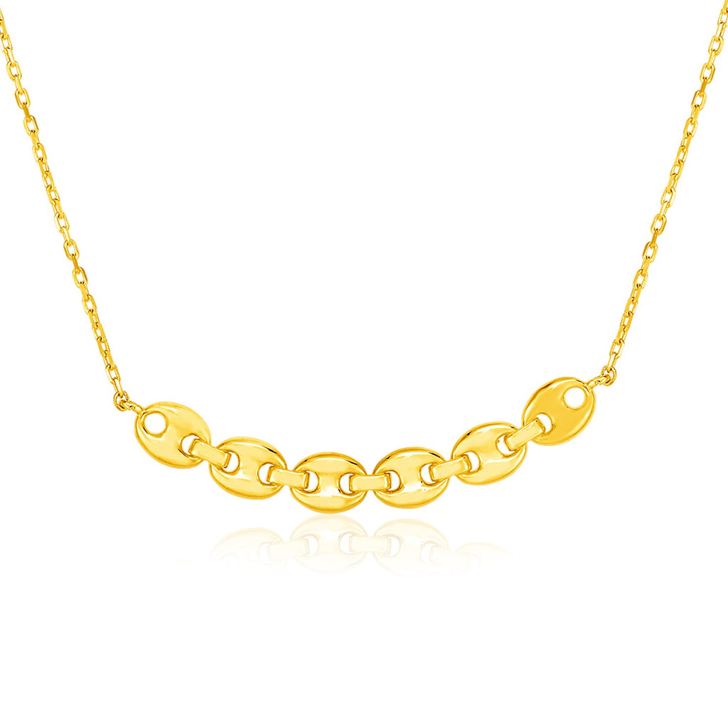 14k Yellow Gold 18 inch Necklace with Curve of Mariner Chainrx45783-18-rx45783-18