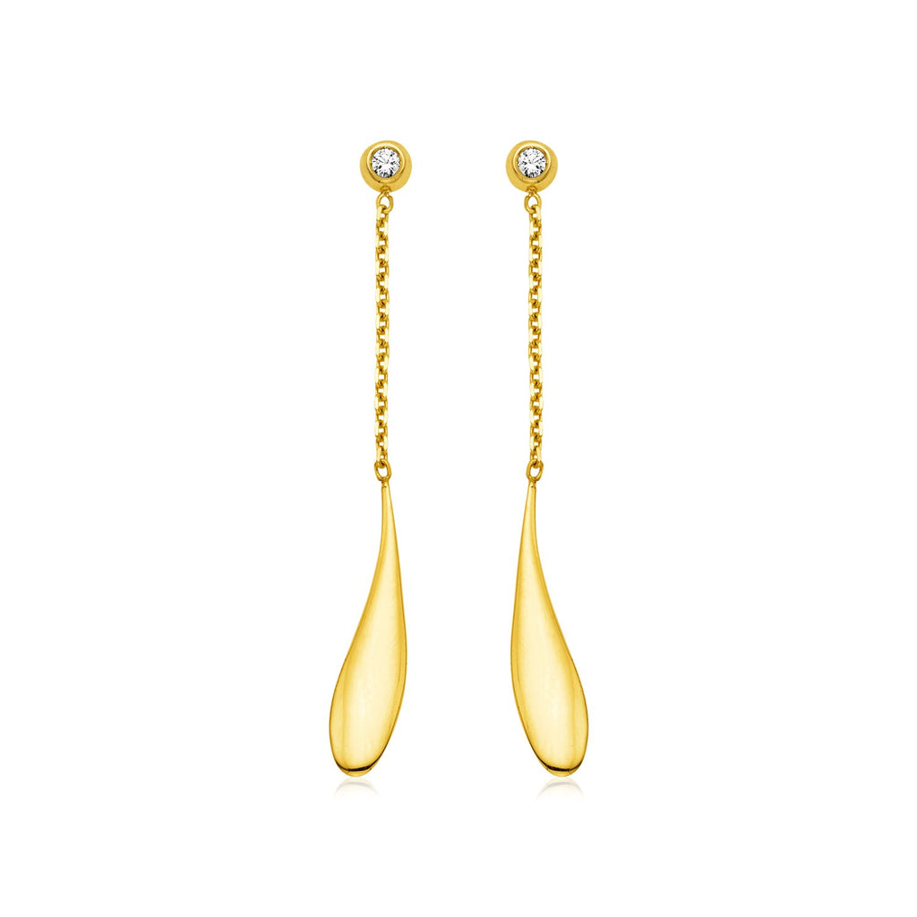 14k Yellow Gold Teardrop Earrings with Diamonds-rx63970