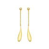 14k Yellow Gold Teardrop Earrings with Diamonds-rx63970