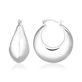 Sterling Silver Polished Puffed Round Hoop Earrings-rx84766