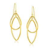 14k Yellow Gold Entwined Teardrop Double Row Earrings-rx46640