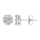 14k White Gold Post Earrings with Diamonds-rx65664