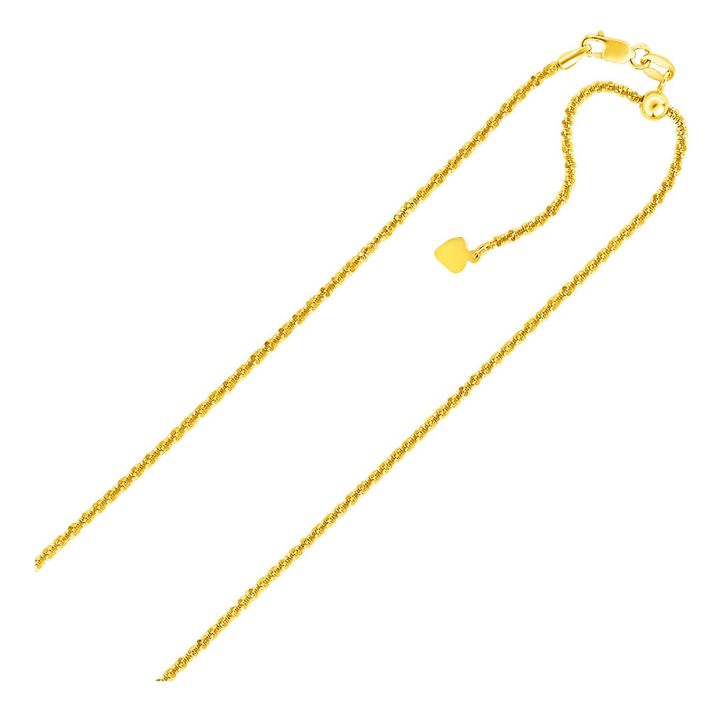 Sterling Silver in Yellow Finish 1.5mm Adjustable Sparkle Chain-rx69682-22