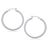 10k White Gold Polished Hoop Earrings (40 mm)-rx70747