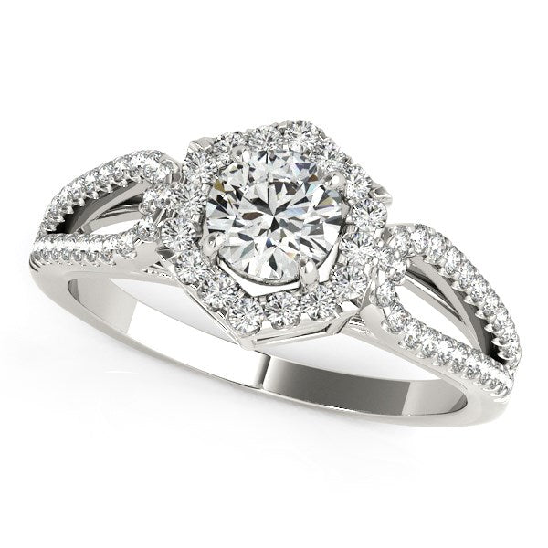 14k White Gold Diamond Engagement Ring with Hexagon Halo Border (7/8 cttw)-rxd39289y28bt