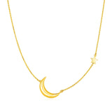 14k Yellow Gold Necklace with Star and Moonrx44602-17-rx44602-17