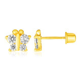 14k Yellow Gold Butterfly Childrens Earrings-rx85266