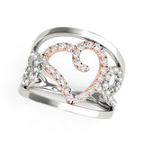Heart Motif Filigree Style Diamond Ring in 14k White And Rose Gold (1/4 cttw)-rxd60946y28bt