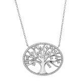 Tree of Life Necklace with Cubic Zirconia in Sterling Silver-rx70697-18