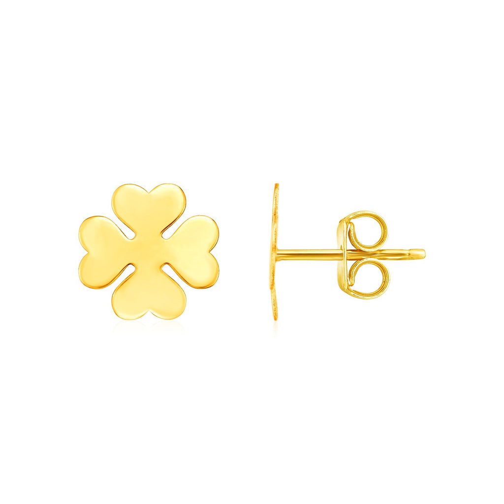 14K Yellow Gold Four Leaf Clover Earrings-rx99818