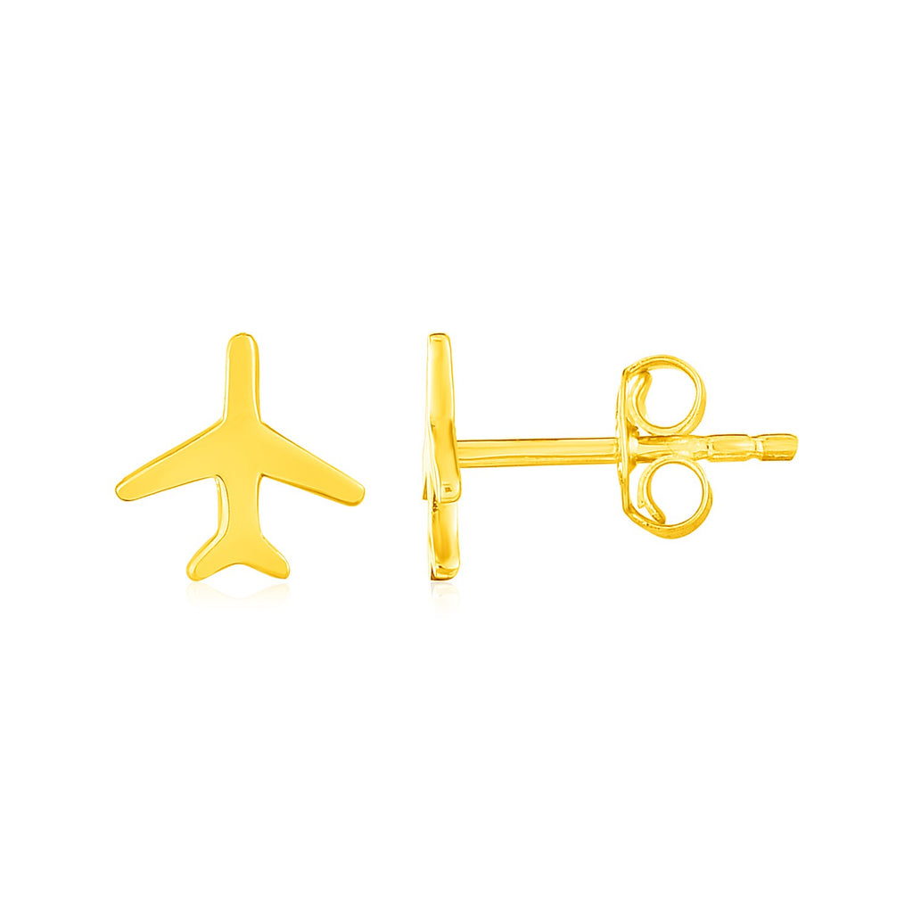 14K Yellow Gold Airplane Earrings-rx393