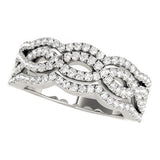 Diamond Studded Ring with Four Curves in 14k White Gold (5/8 cttw)-rxd50504y28bt
