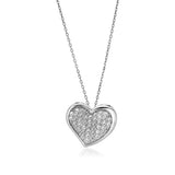 Sterling Silver Heart Necklace with Cubic Zirconias-rx00838-18