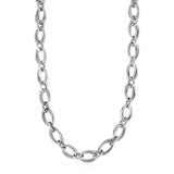Polished and Textured Oval Link Necklace in Sterling Silver-rx26550-18