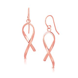 14k Rose Gold Polished Ribbon Style Drop Earrings-rx44503