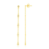 14k Yellow Gold Chain Dangle Earrings with Diamonds-rx5595