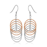 Sterling Silver Rose Tone Textured Layered Hoop Earrings-rx58759
