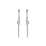 Sterling Silver Polished and Textured Arrow Earrings-rx38004