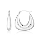 Sterling Silver Polished Puffed Trapezoid Hoop Earrings-rx63927