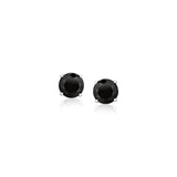 14k White Gold Stud Earrings with Black 5mm Faceted Cubic Zirconia-rx76941