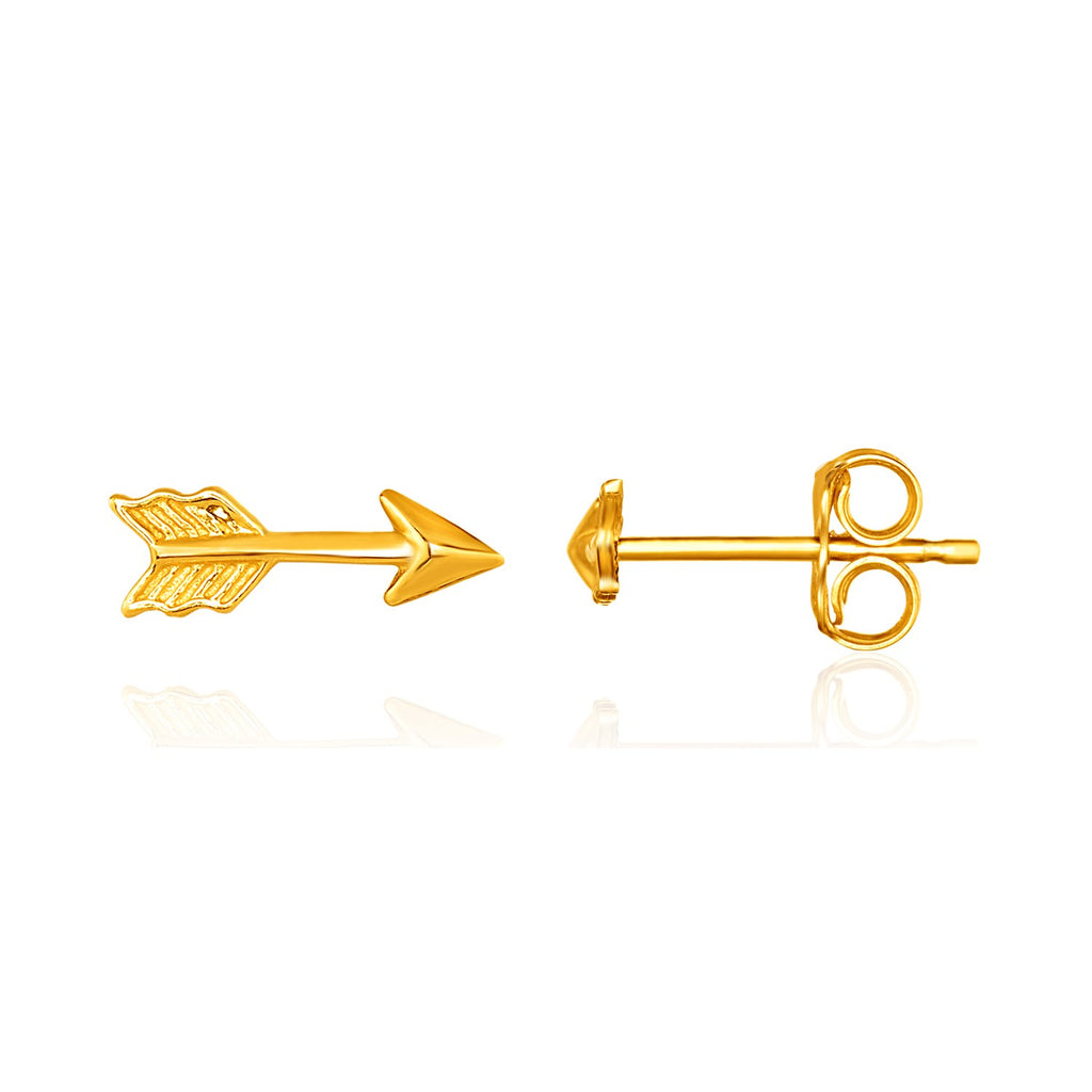 14k Yellow Gold Single Post Earring with Textured Arrow-rx39592