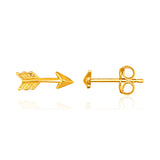 14k Yellow Gold Single Post Earring with Textured Arrow-rx39592